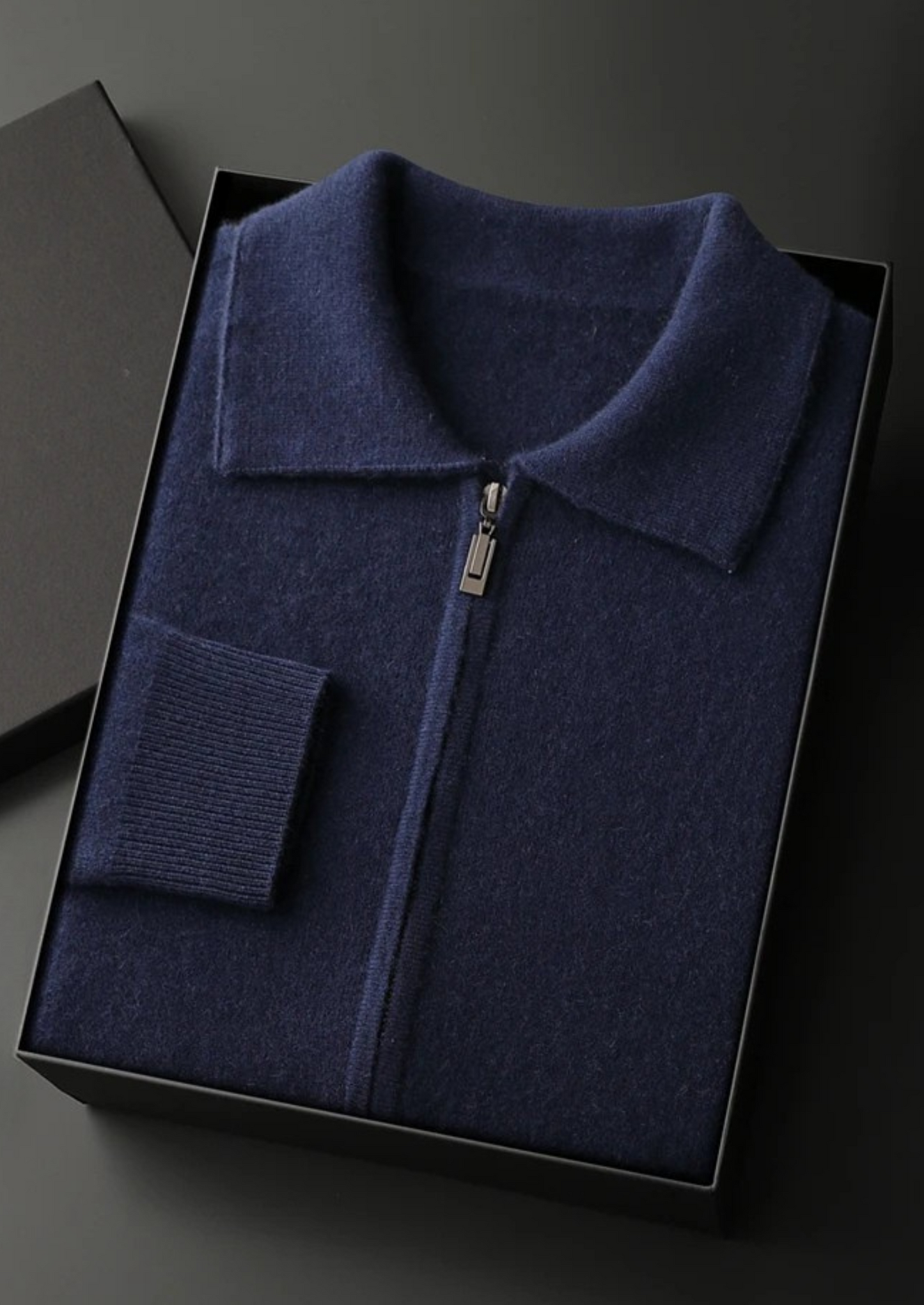 Premium Cashmere Zip Polo Cardigan
