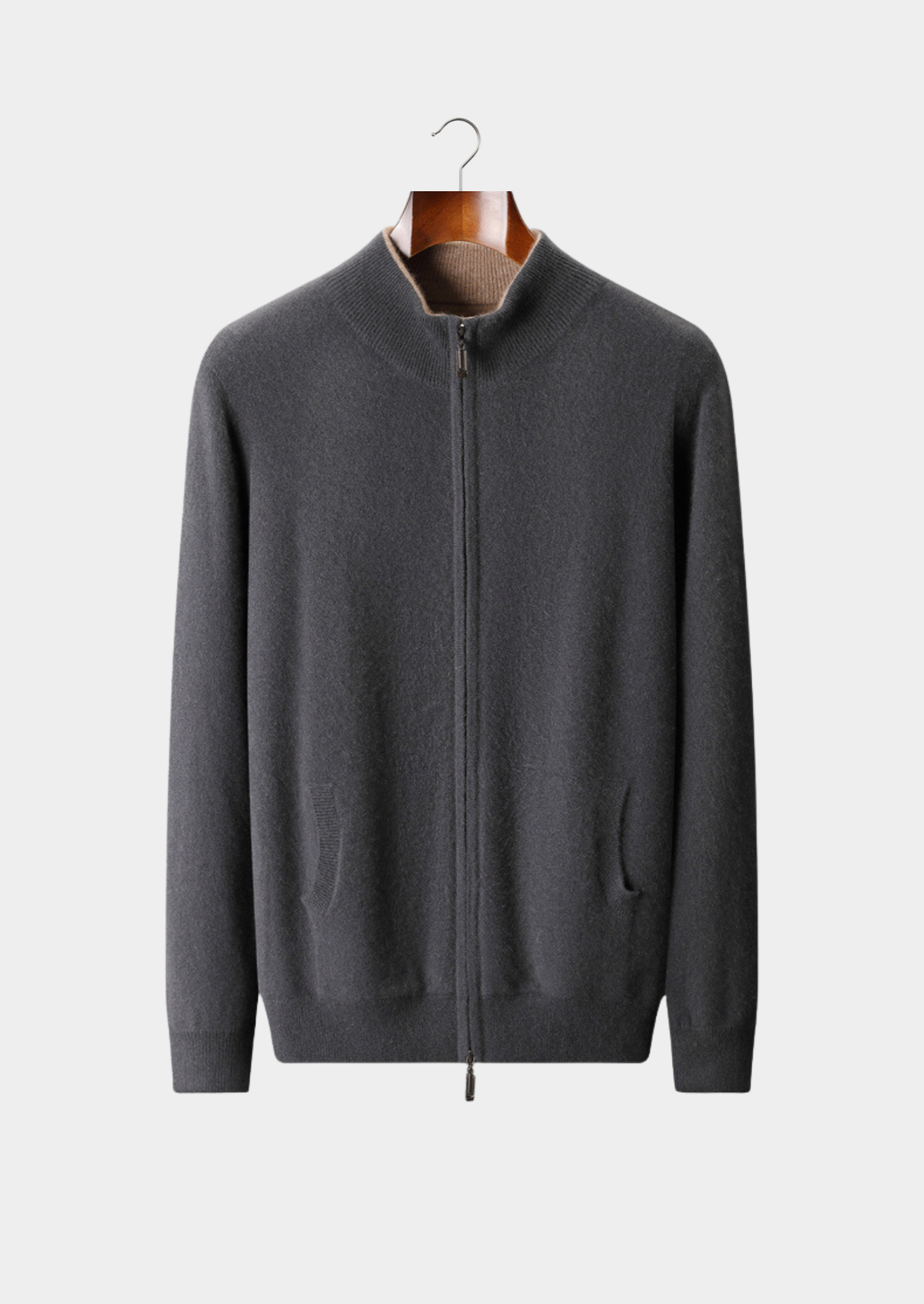 Pure Cashmere Dark Gray Dual Zip Cardigan