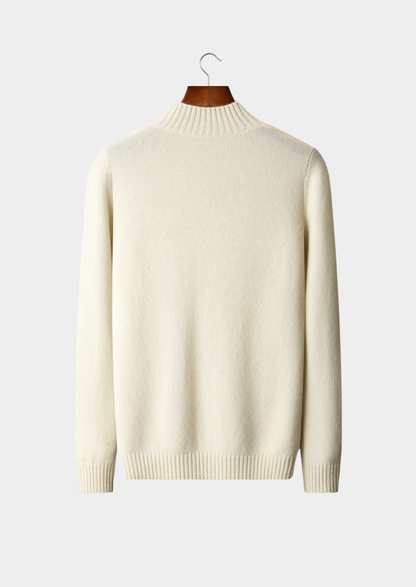 Pure Cashmere Ivory Patterned Mockneck