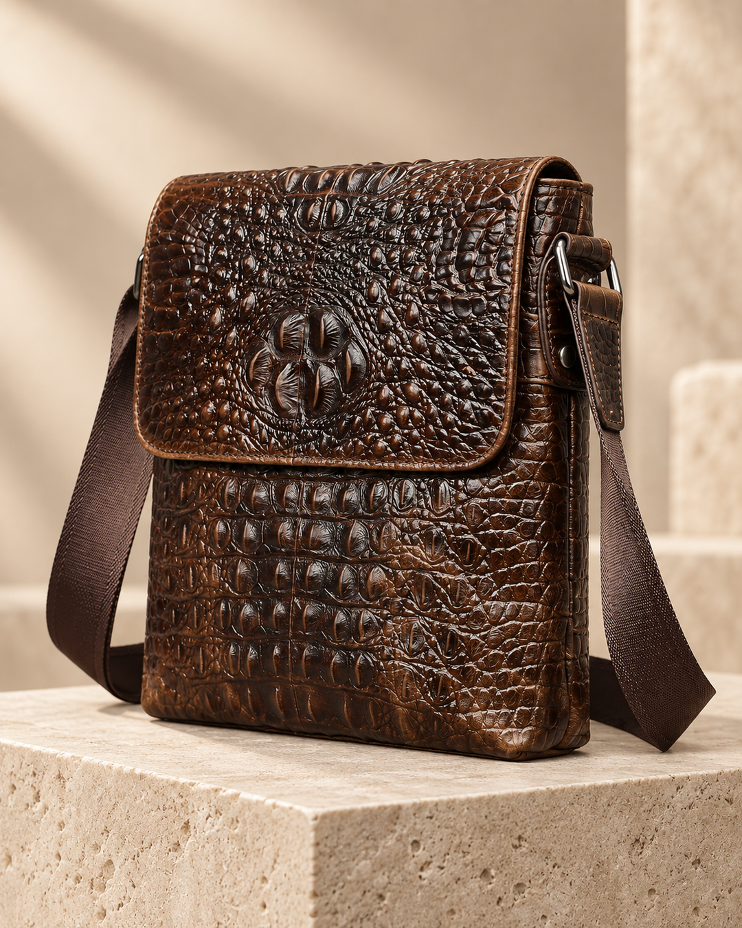 The Zurich 28 — Crocodile Crossbody Bag | Brown
