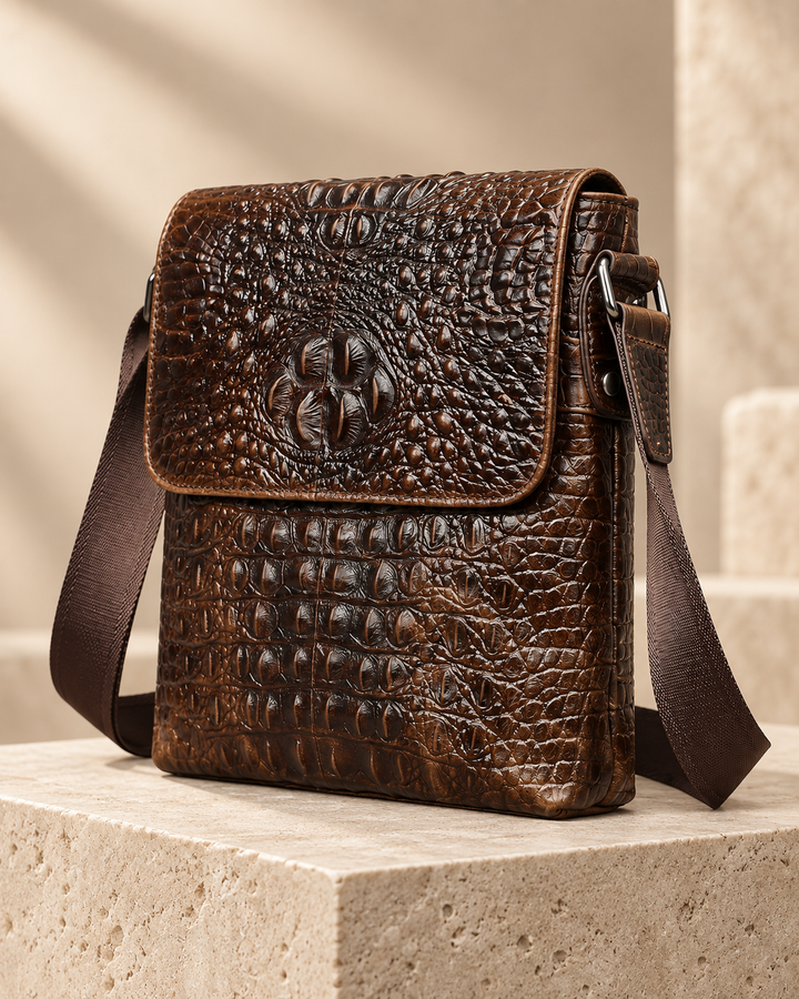 The Zurich 28 — Crocodile Crossbody Bag | Brown