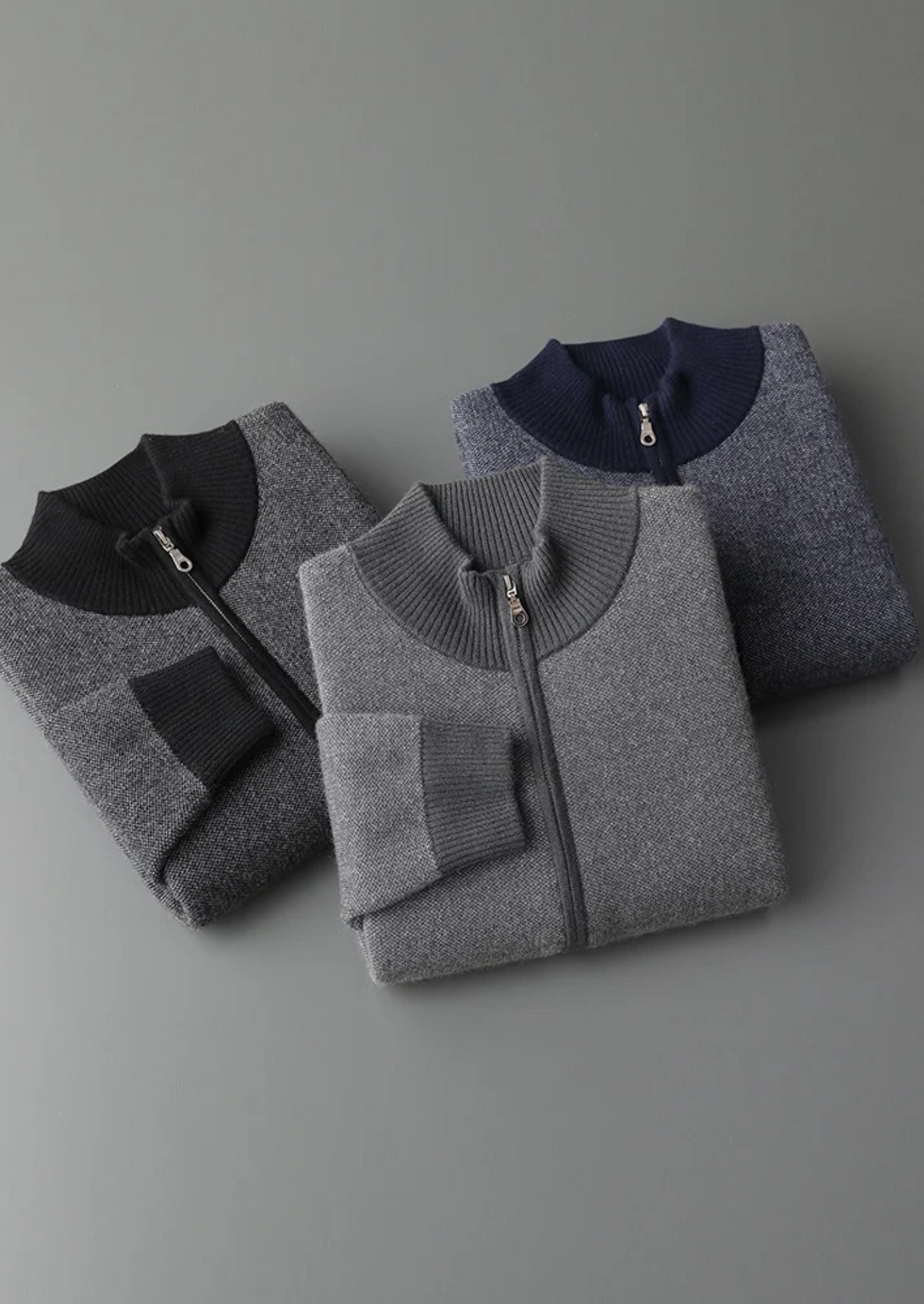 Premium Cashmere Jacquard Zip Cardigan
