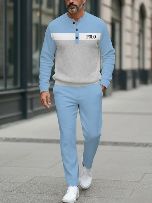 Long Sleeve Long Pants Button Two-Piece Set - DUVAL