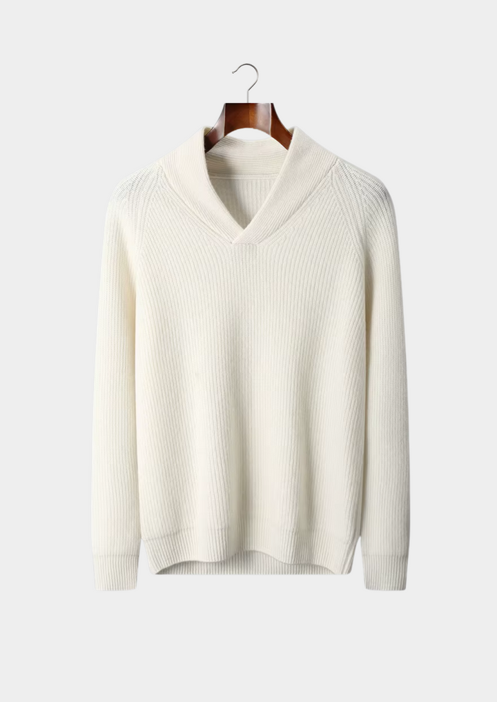 Premium Cashmere Ribbed V-Neck Sweater