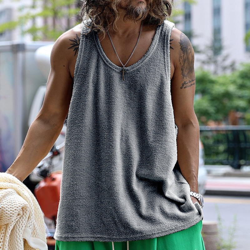 Casual Round Neck Solid Color Tank Top