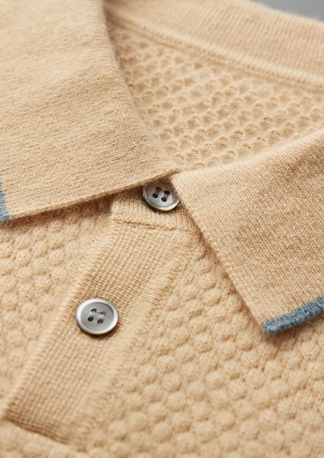 Premium Cashmere Mustard Two-Tone Polo