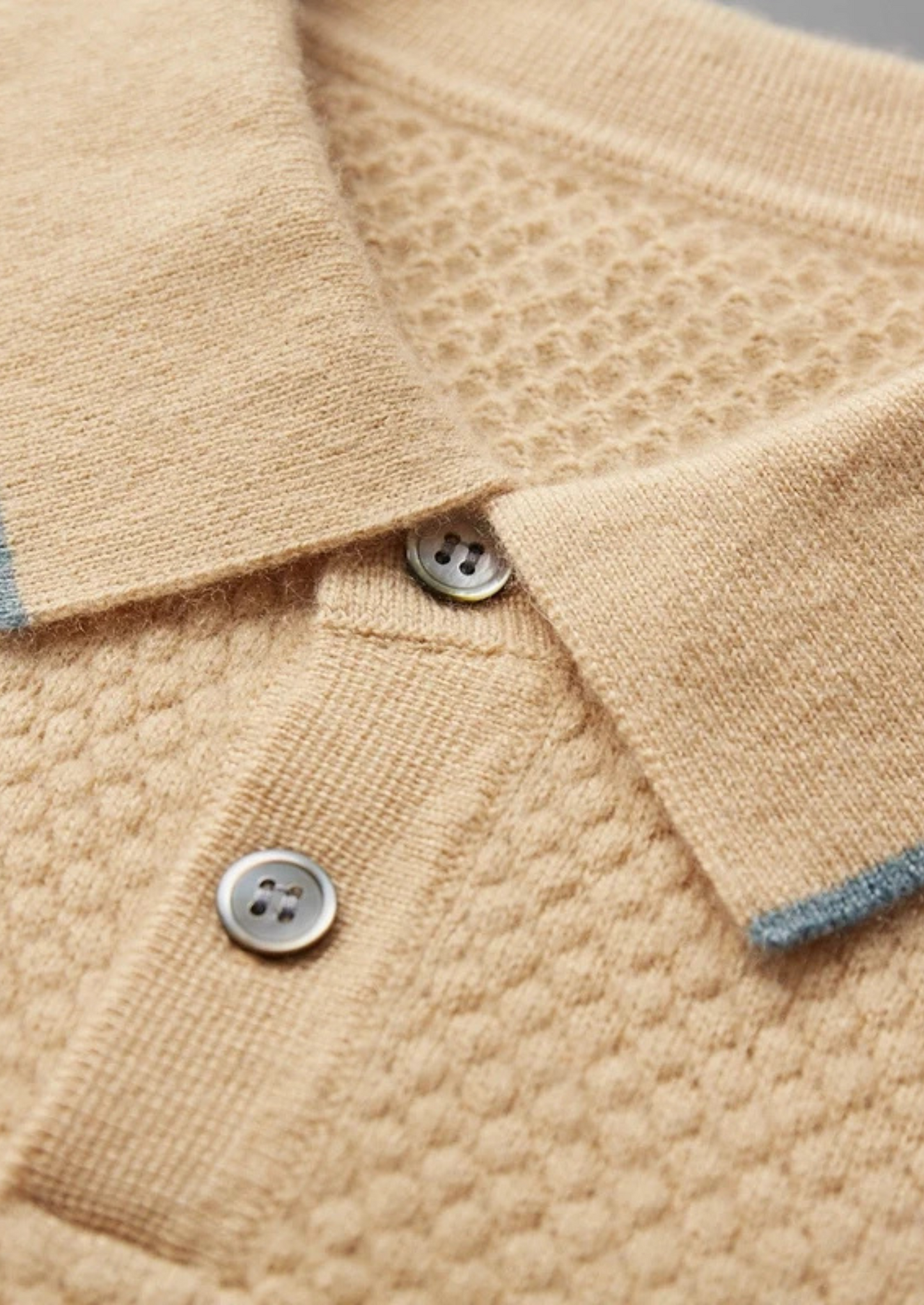 Premium Cashmere Mustard Two-Tone Polo