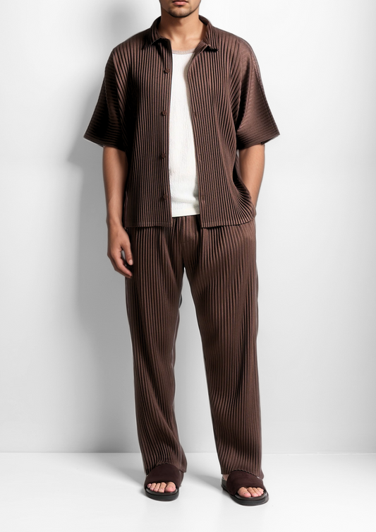 Coffee Pleated Summer Set