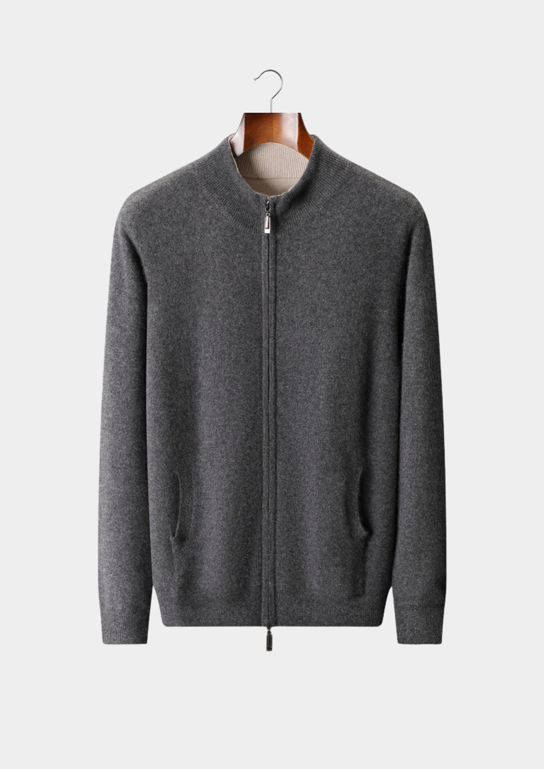 Pure Cashmere Heather Gray Dual Zip Cardigan