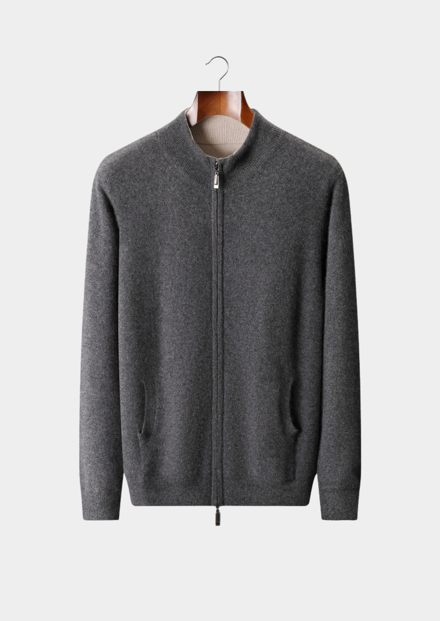 Pure Cashmere Heather Gray Dual Zip Cardigan
