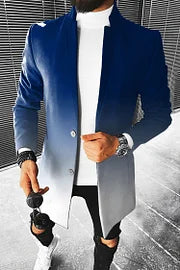 Trendy Blue Gradient Print Coat - DUVAL