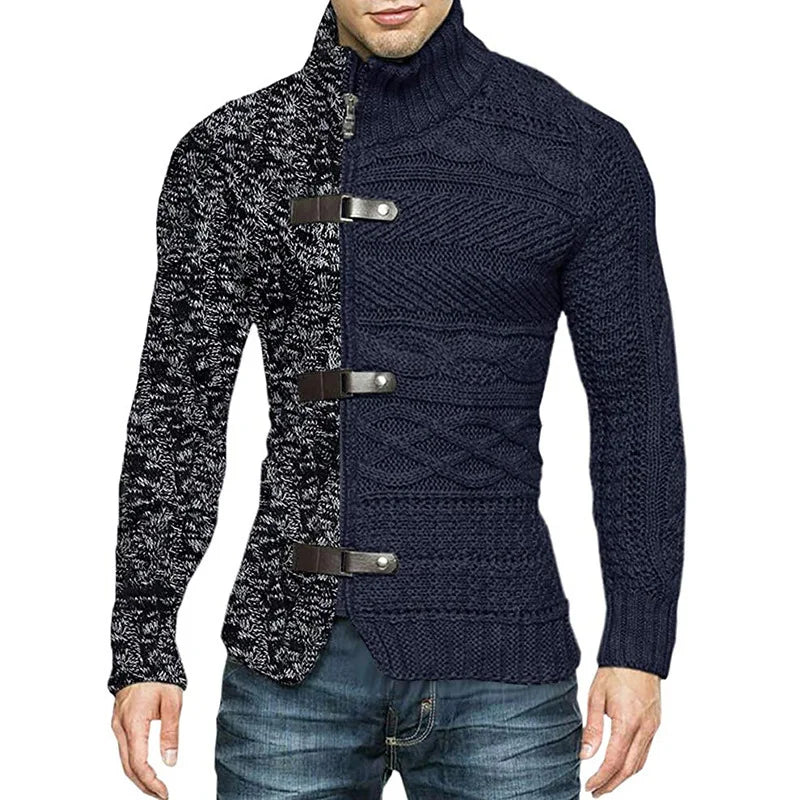 Trendy Paneled Knitted Sweater Jacket - DUVAL