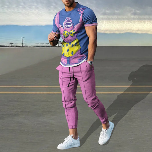 Trendy Thermal Imaging Stripe Print T-Shirt And Pants Co-Ord