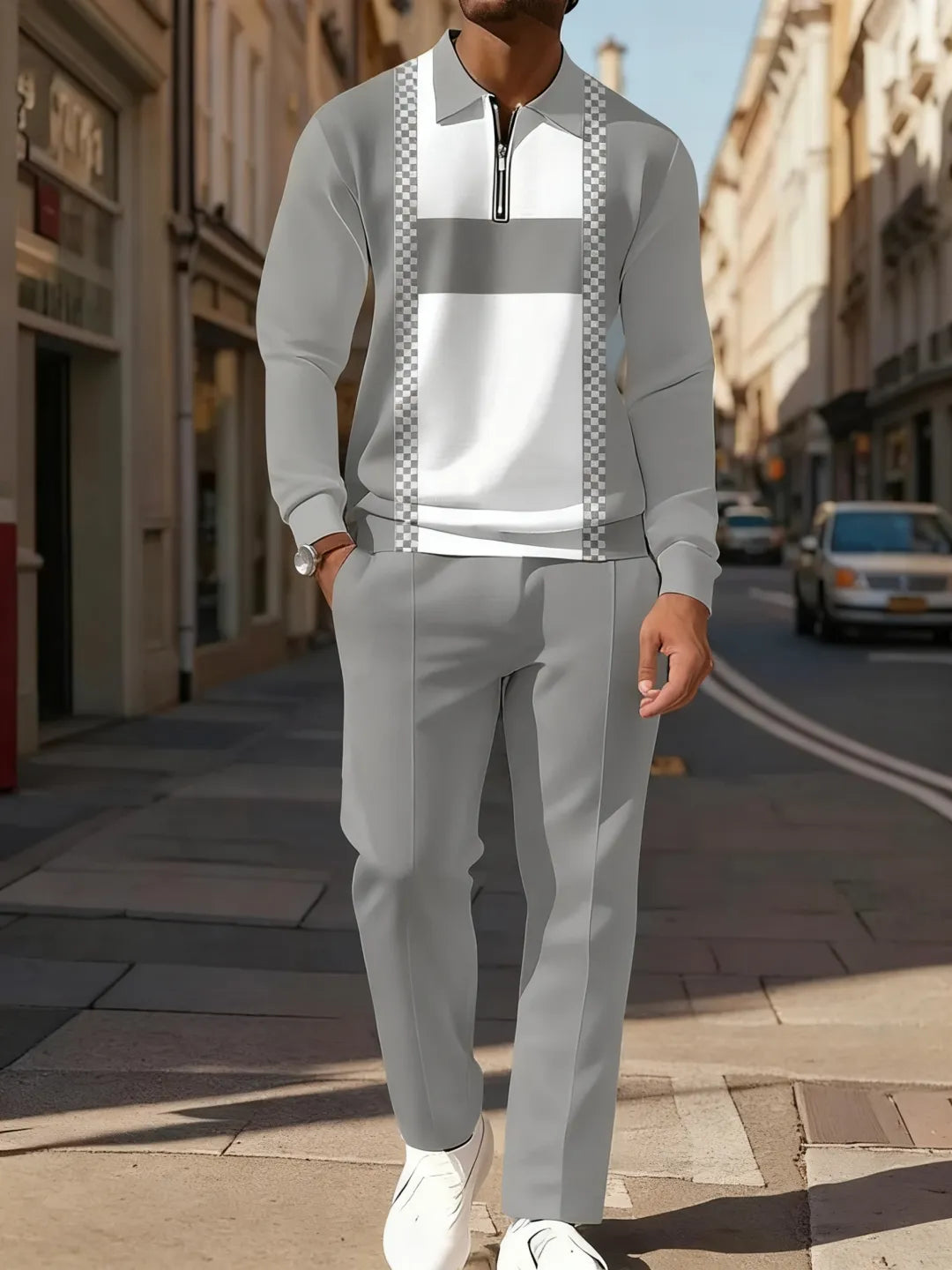 Modern Quarter Zip Two-Piece Set