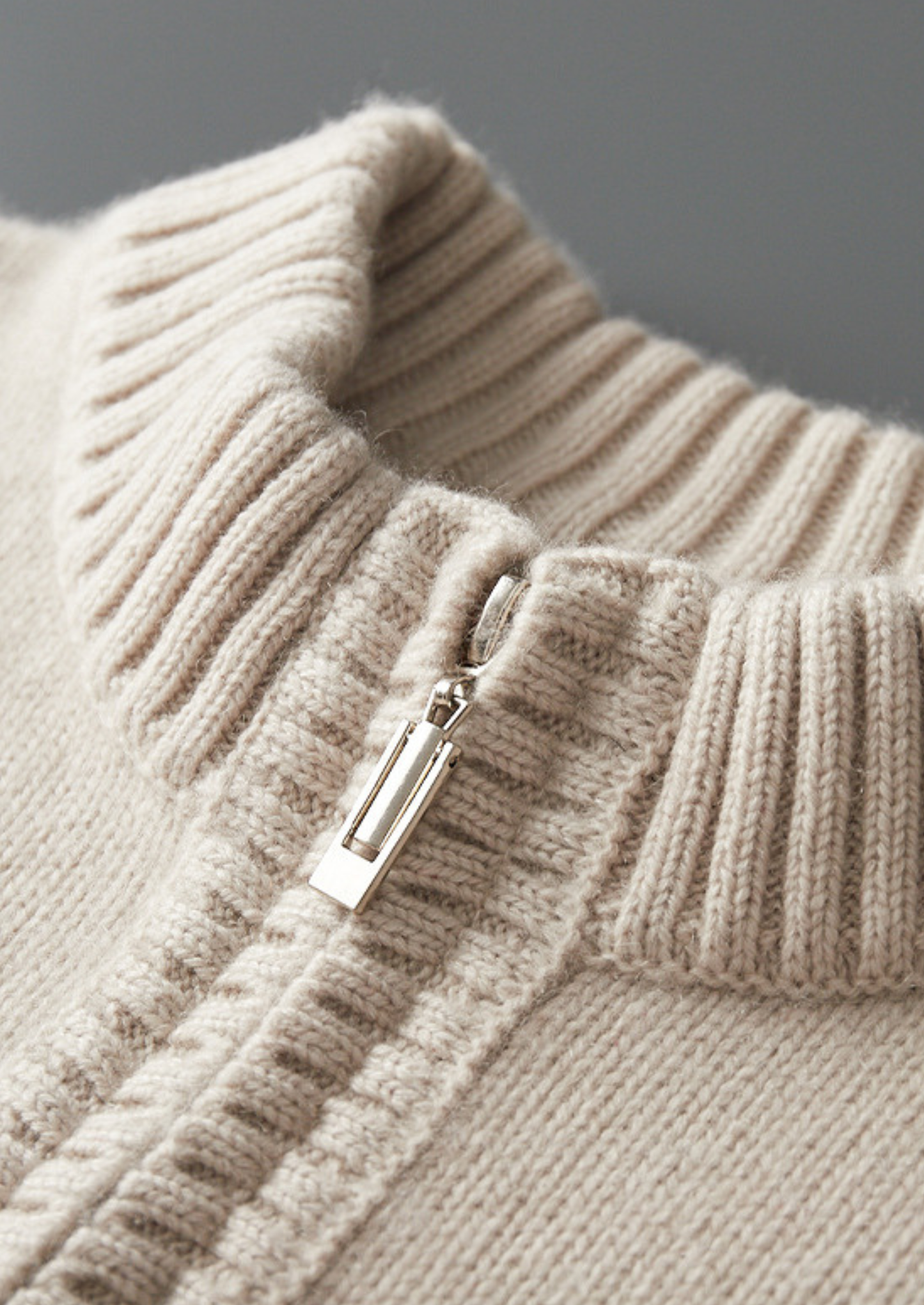 Pure Cashmere Off White Half Zip Sweater
