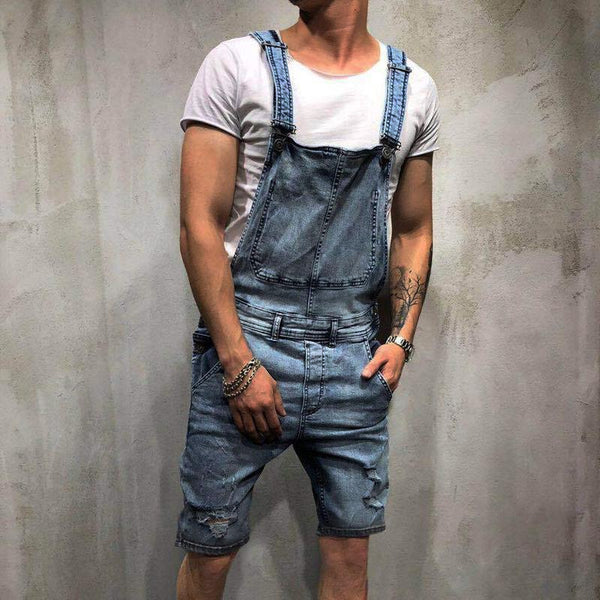 Suspenders Ripped Denim Shorts Jumpsuits