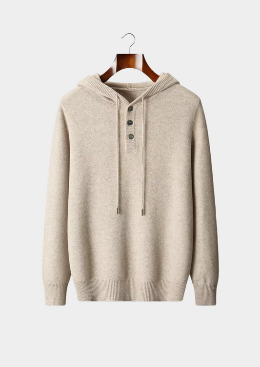 Pure Extra-Fine Merino Wool Button Hoodie