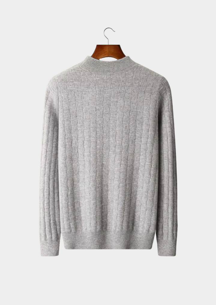 Pure Extra-Fine Merino Wool Textured Mockneck
