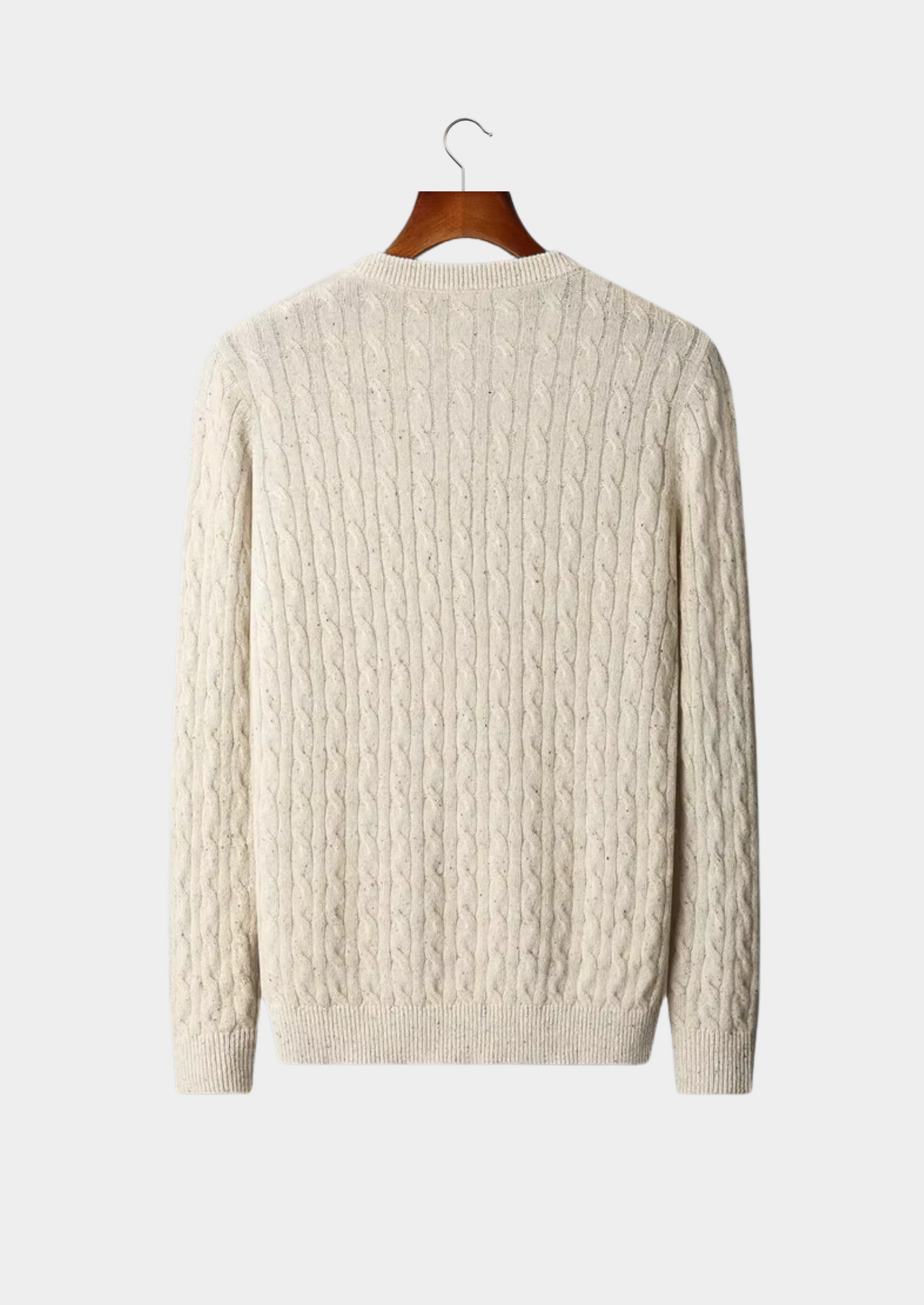 Pure Extra-Fine Merino Wool Nepped Cable Crewneck
