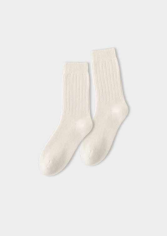 Ivory Ultra-Soft Ribbed Merino Wool Socks