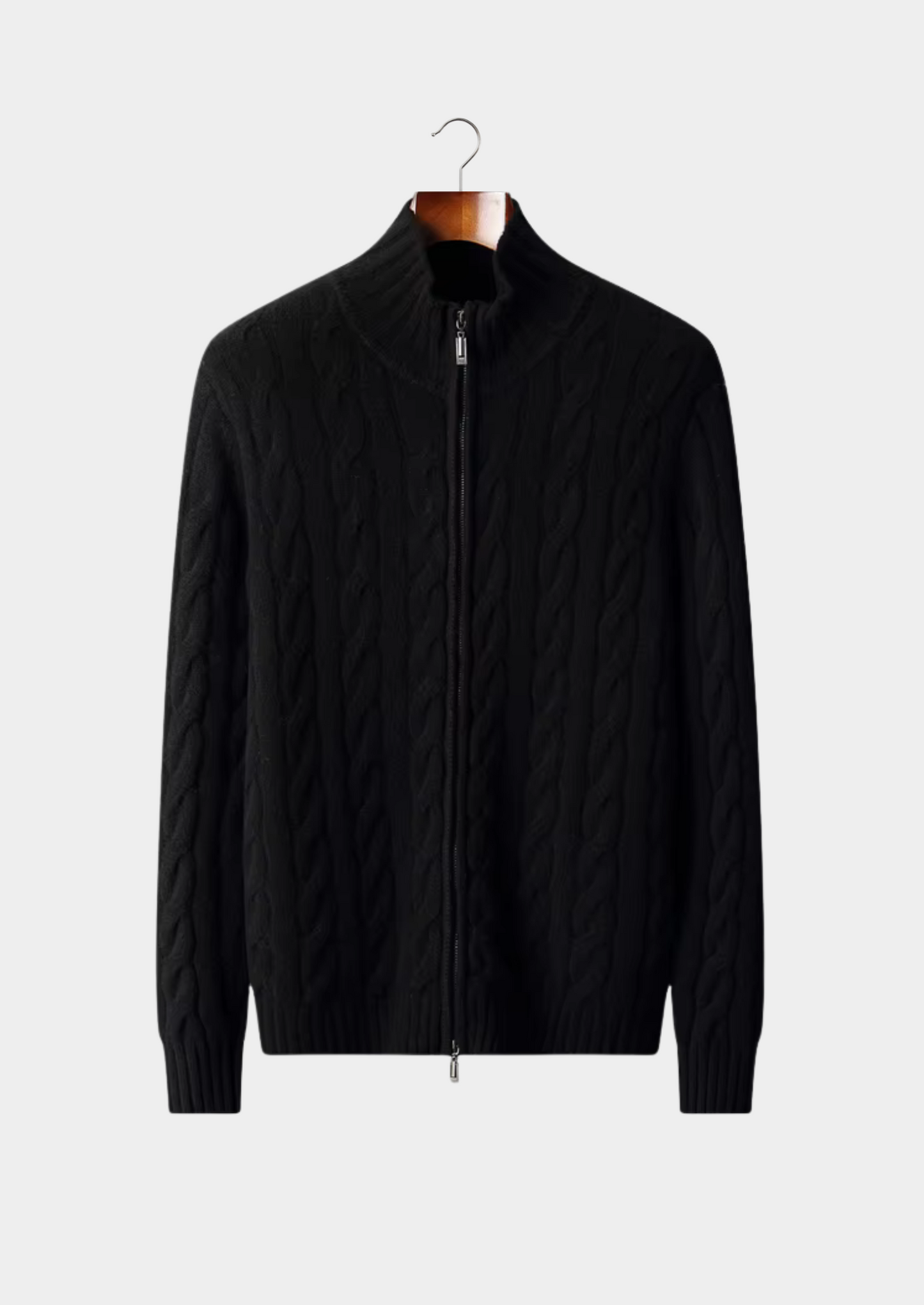 Pure Extra-Fine Merino Wool Dual-Zip Cable Cardigan