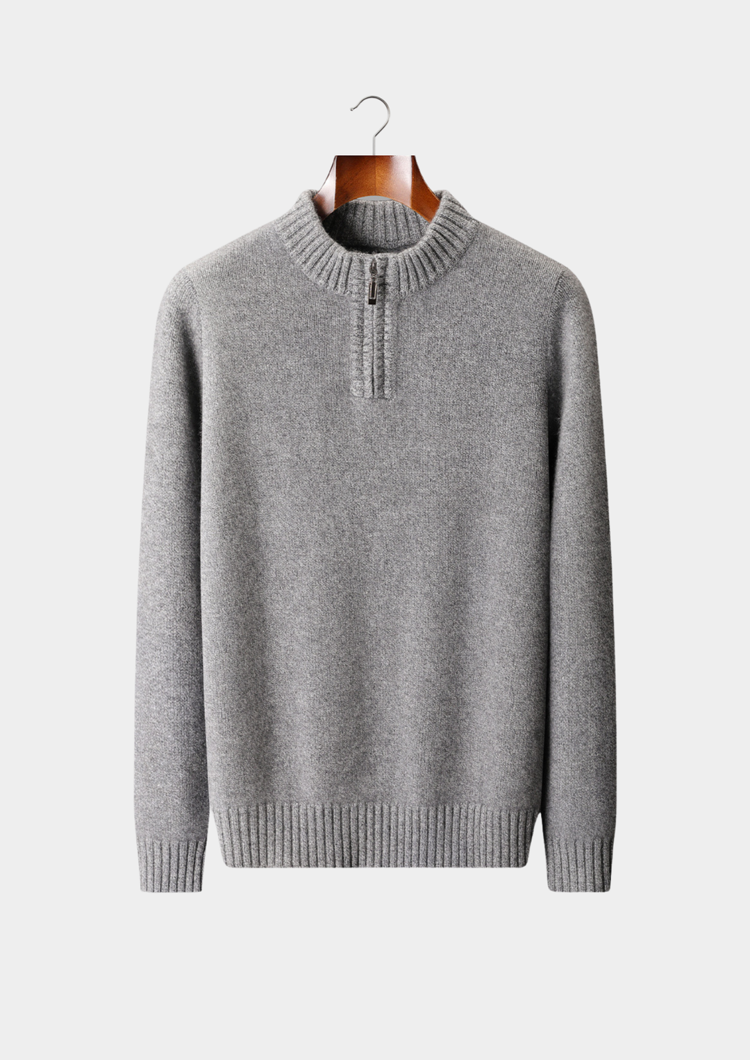 Pure Cashmere Light Gray Half Zip Sweater