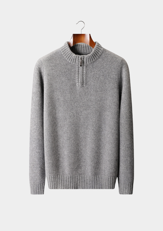 Pure Cashmere Light Gray Half Zip Sweater