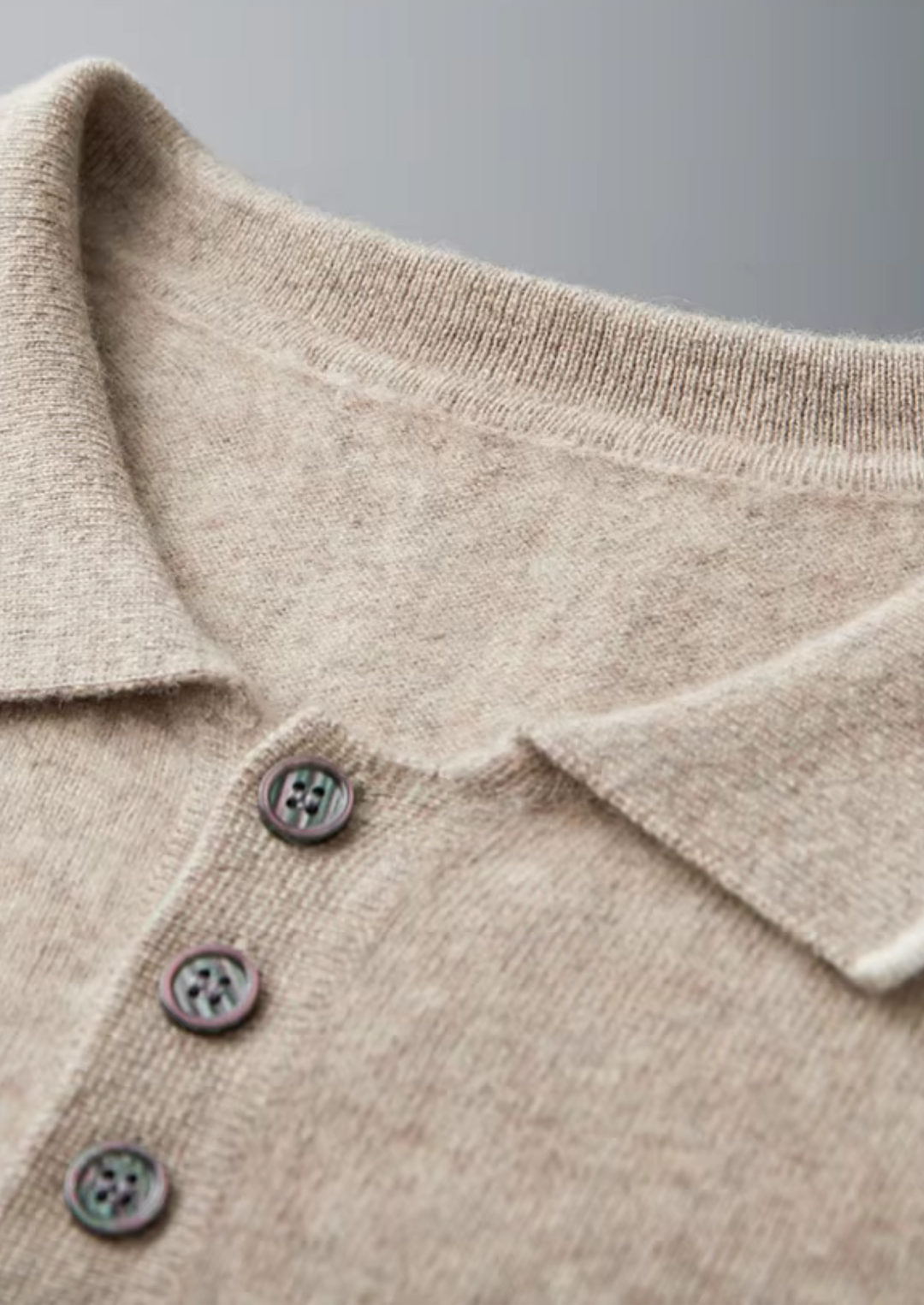 Premium Cashmere Two Tone Button Polo