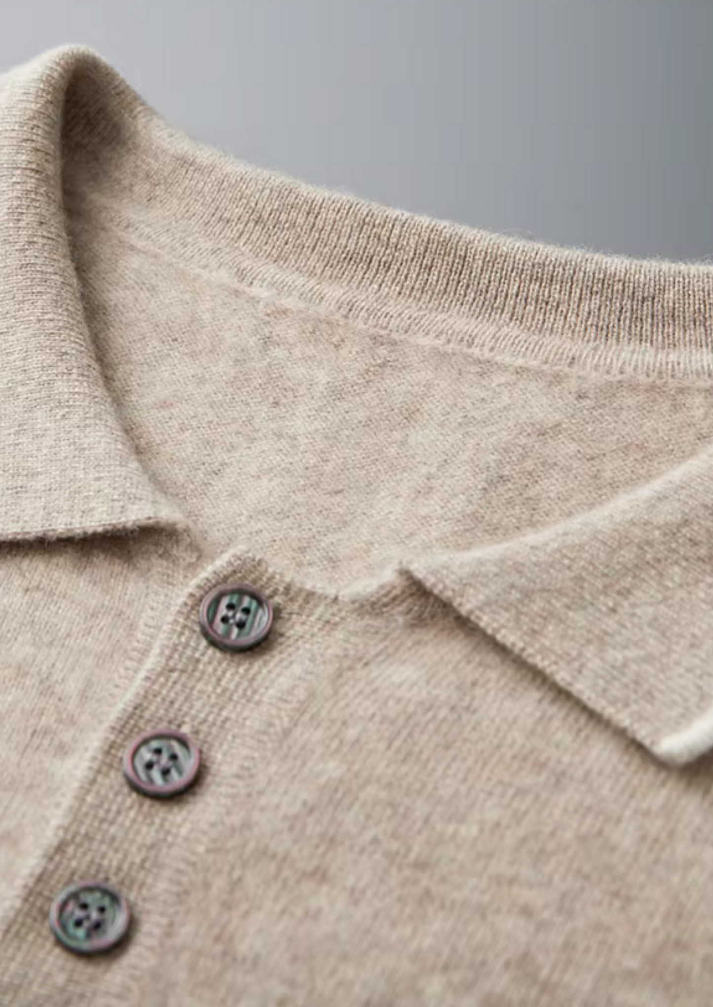 Premium Cashmere Two Tone Button Polo