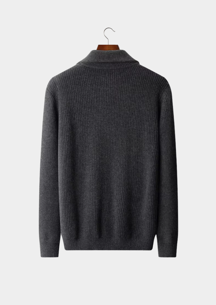 Pure Extra-Fine Merino Wool Funnel Neck Dual Zip Cardigan