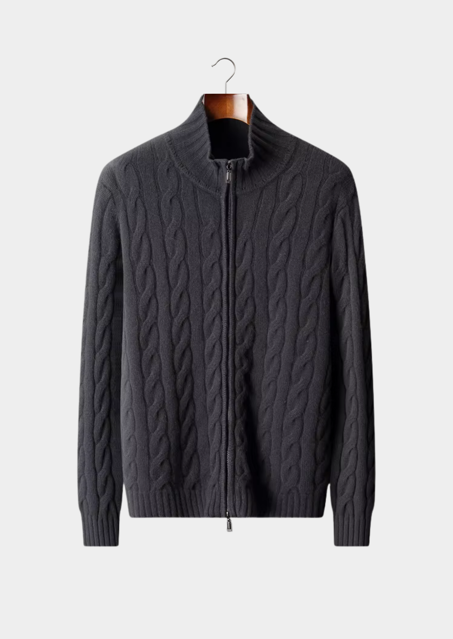 Pure Extra-Fine Merino Wool Dual-Zip Cable Cardigan