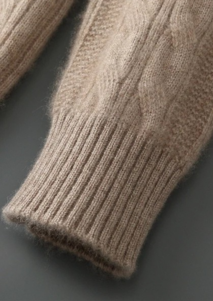 Pure Extra-Fine Merino Wool Cable Crewneck