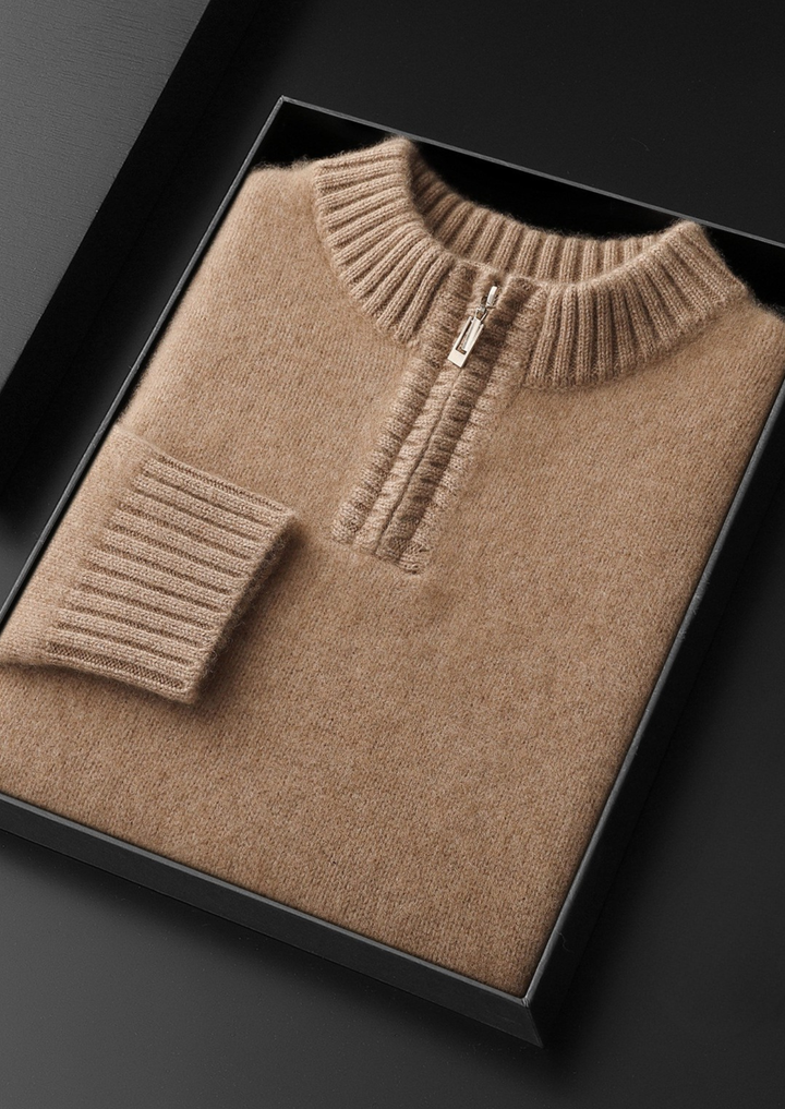 Pure Cashmere Light Beige Half Zip Sweater