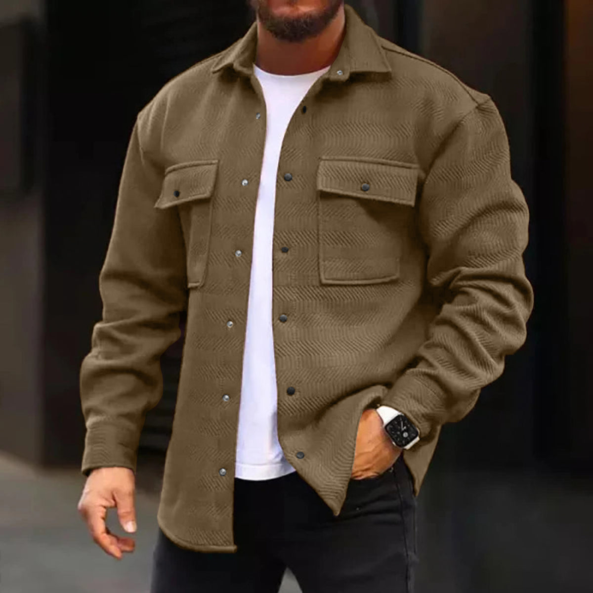 Men's Casual Jacket Solid Long Sleeve Pockets Jacket