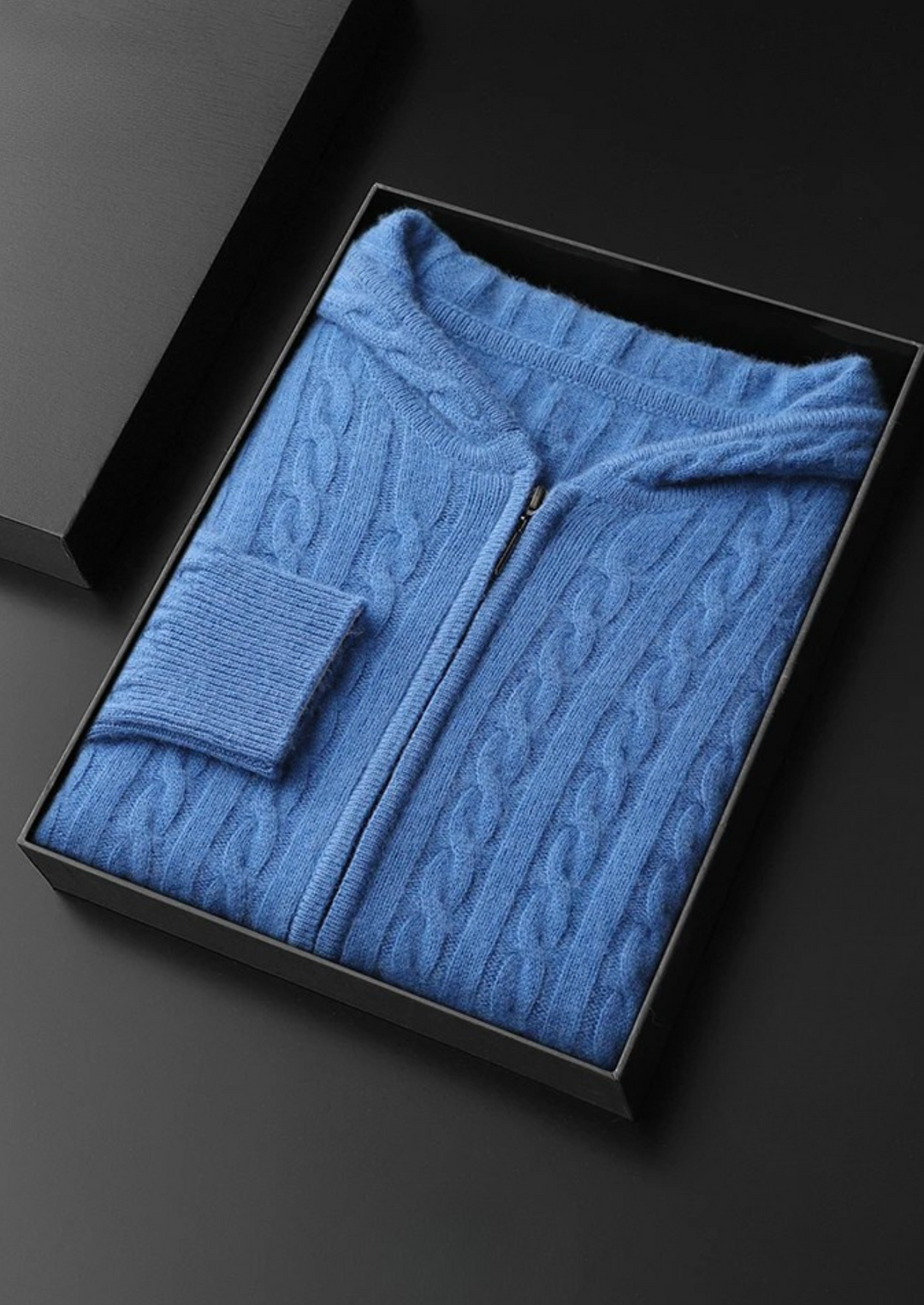 Premium Cashmere Cable Knit Zipper Hoodie