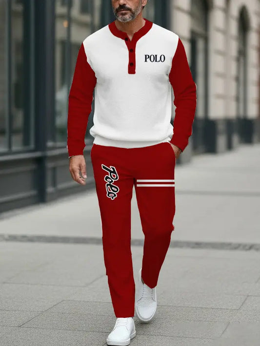 Long Sleeve Long Pants Button Two-Piece Set - DUVAL