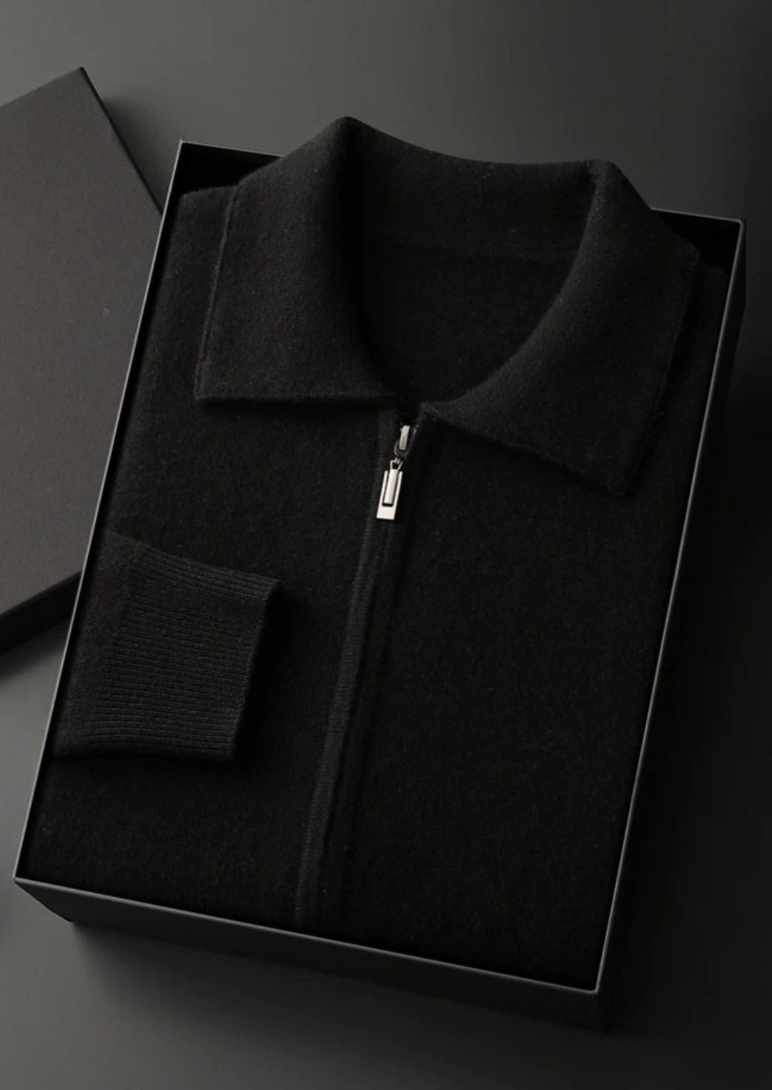 Premium Cashmere Zip Polo Cardigan