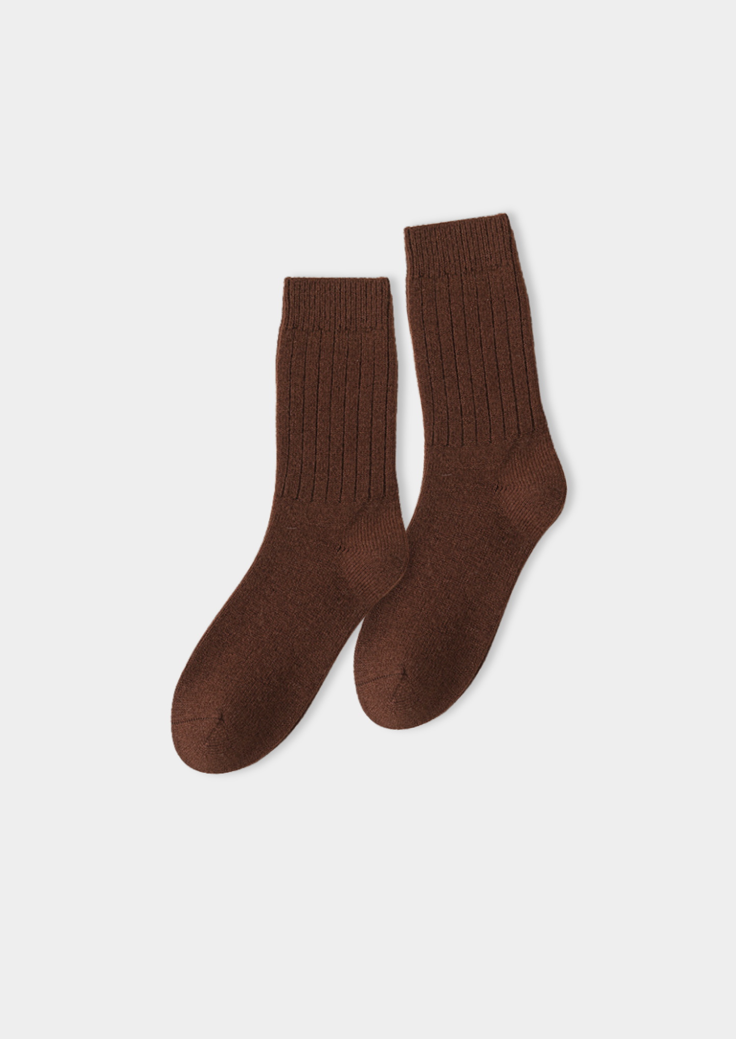 Coffee Ultra-Soft Ribbed Merino Wool Socks