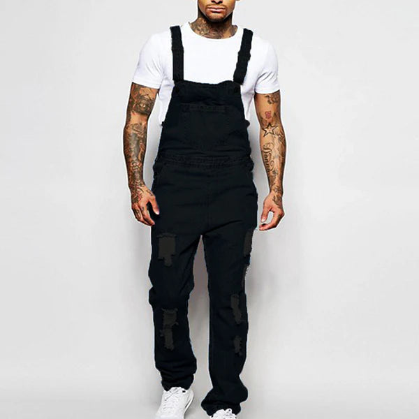 Casual Ripped Denim Overalls - DUVAL