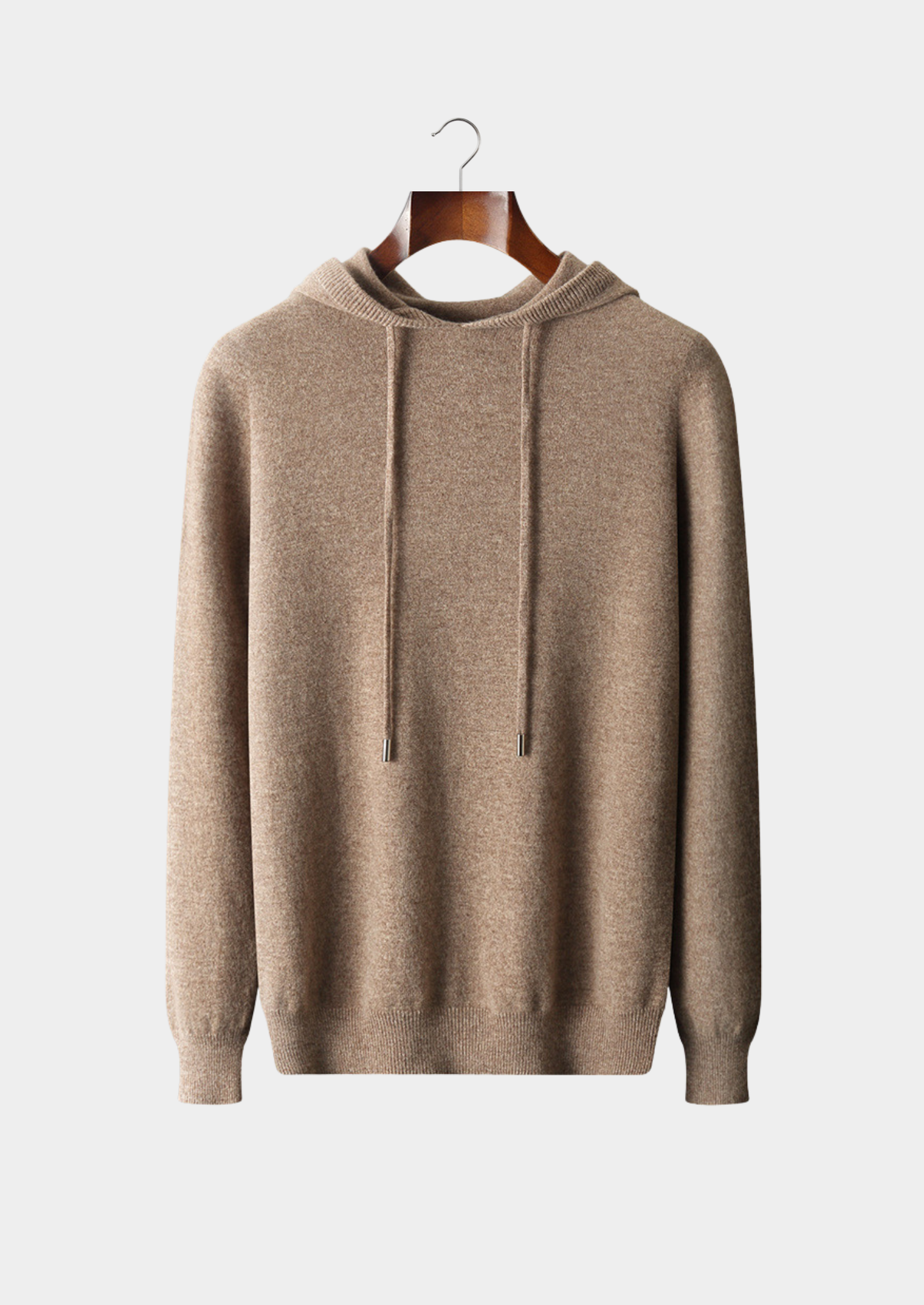 Pure Extra-Fine Merino Wool Beige Leisure Hoodie
