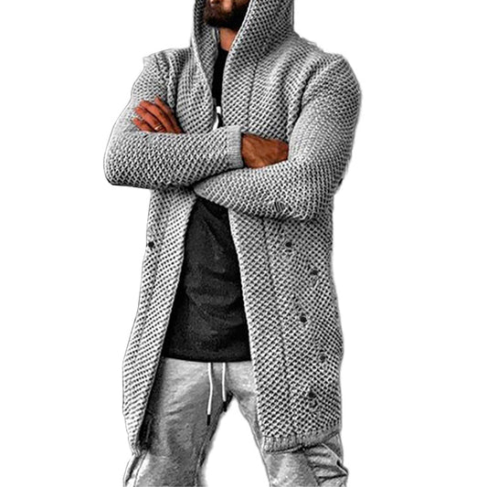 men's-casual-mid-length-hooded-knit-cardigan