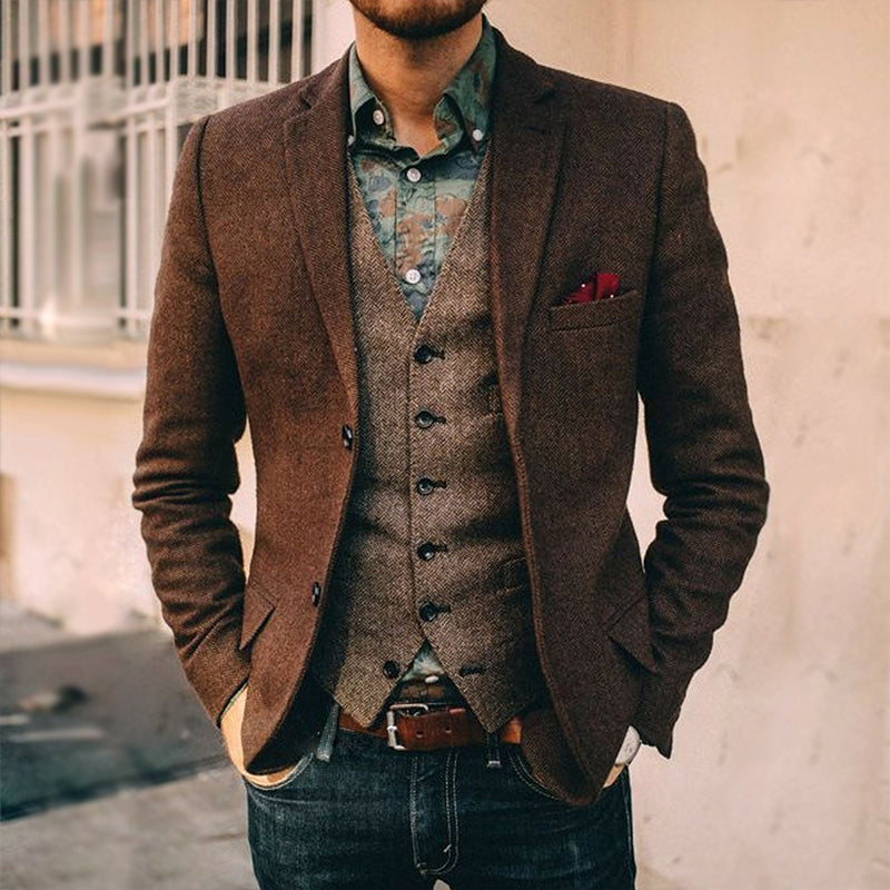 Retro Solid Color 3 Pocket Casual Blazer