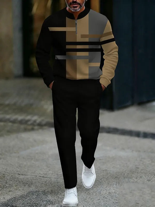 Quarter Zip Sweater & Trousers Two-Piece Set - DUVAL