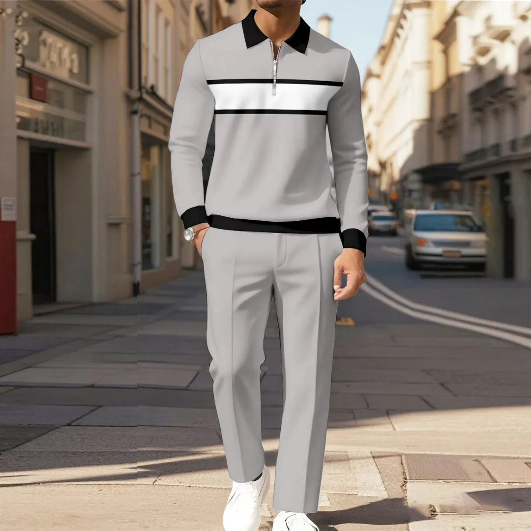 Modern Quarter Zip Two-Piece Set - DUVAL