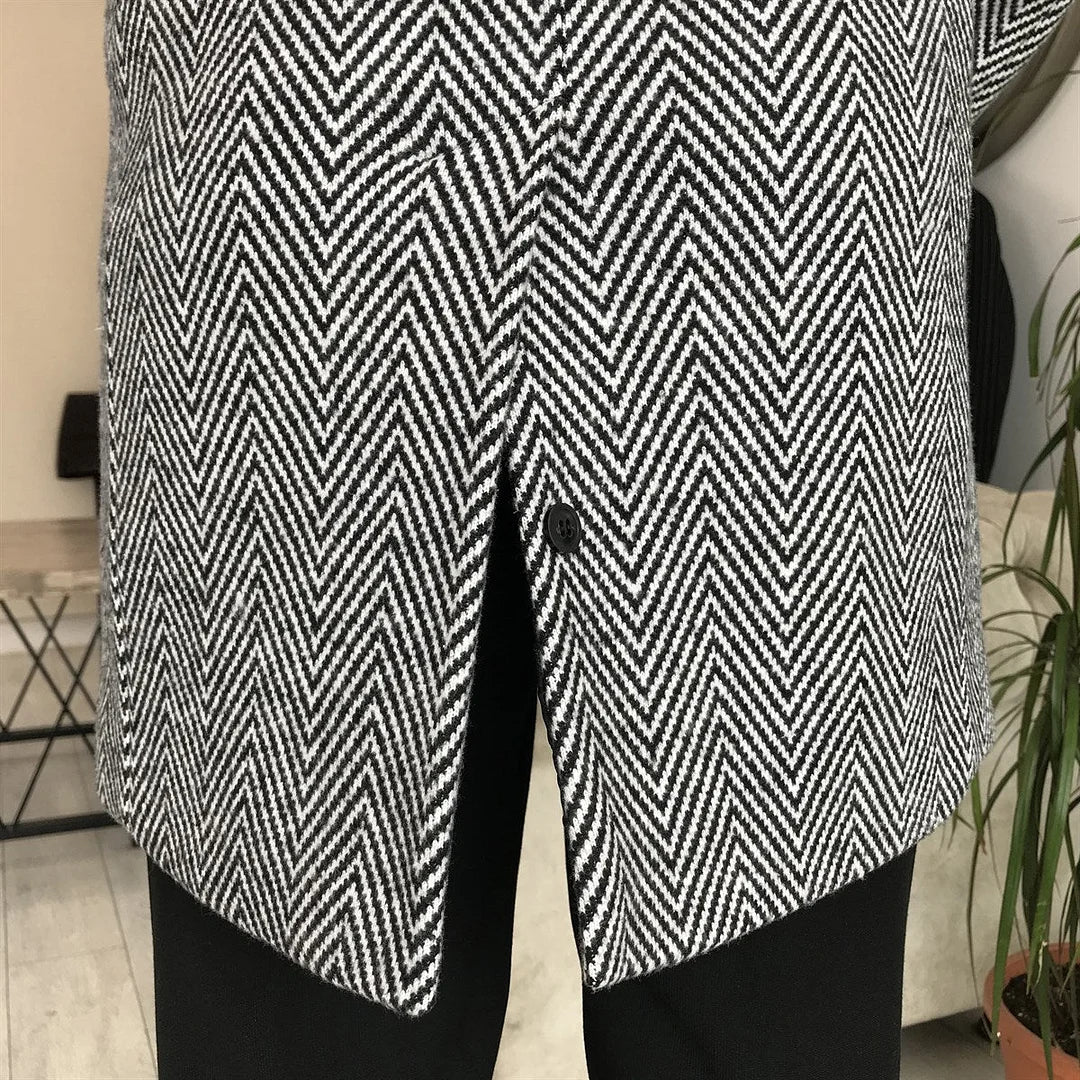 Trendy Herringbone Diagonal Placket