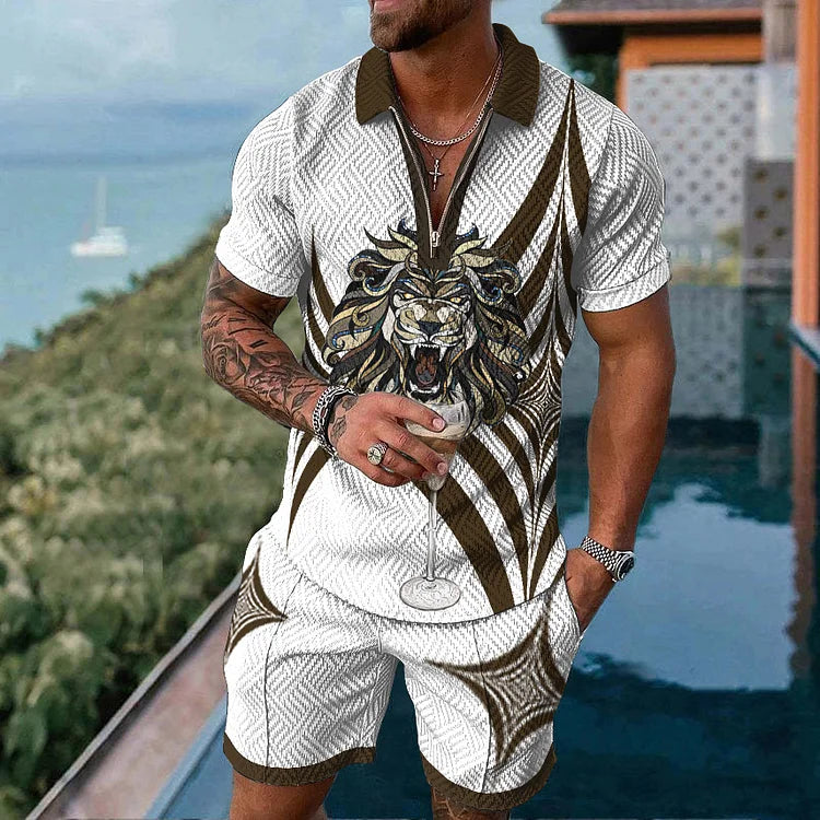 Savage Lion Polo Shirt And Shorts Co-Ord - DUVAL
