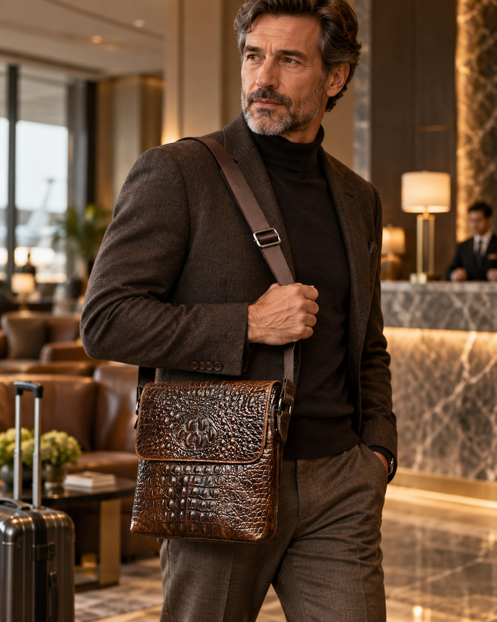 The Zurich 28 — Crocodile Crossbody Bag | Brown