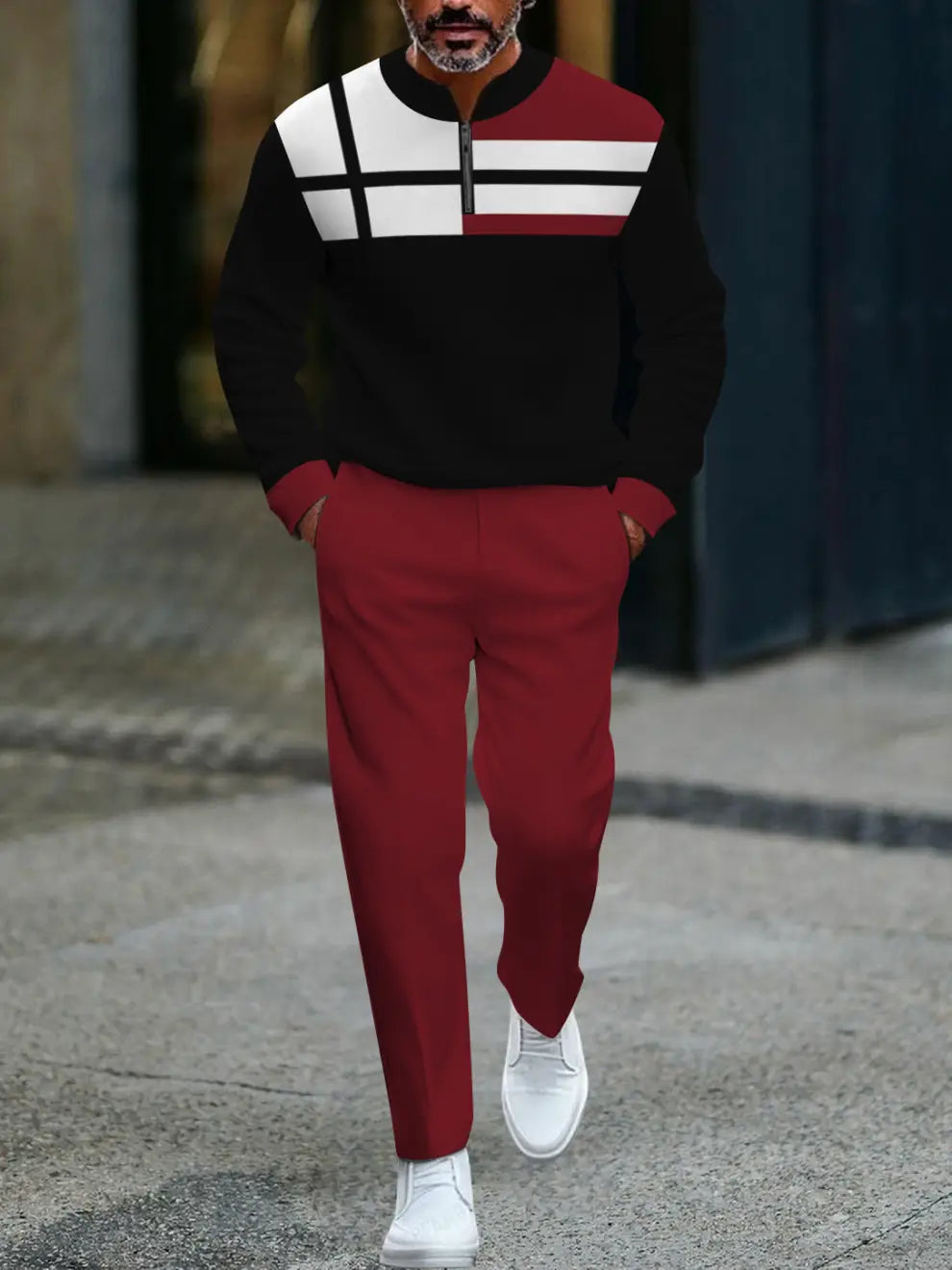 Long Sleeve Long Pants Button Two-Piece Set - DUVAL