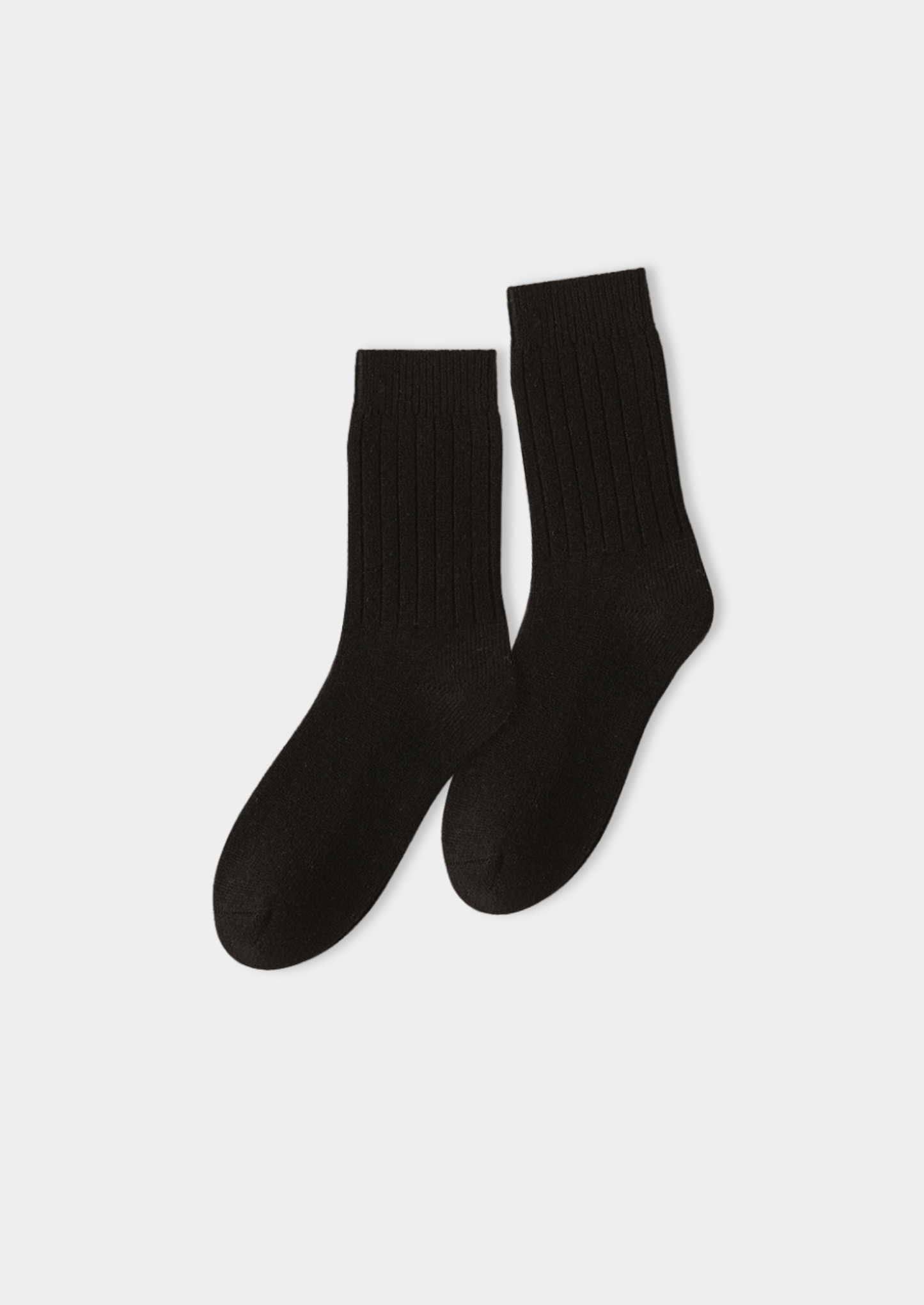 Black Ultra-Soft Ribbed Merino Wool Socks
