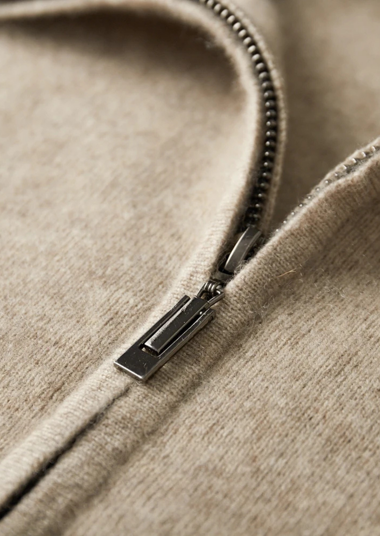 Premium Cashmere Zip Polo Cardigan